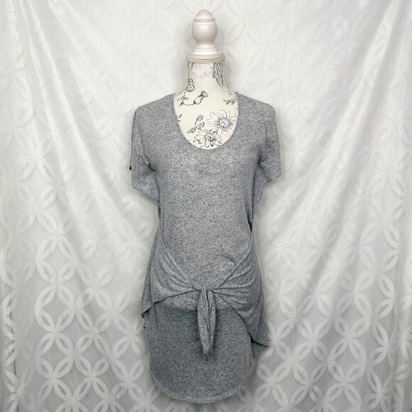Rebecca Taylor Linen Blend Jersey Tie Front Heathered Blue Gray Dress Size S - Picture 1 of 7